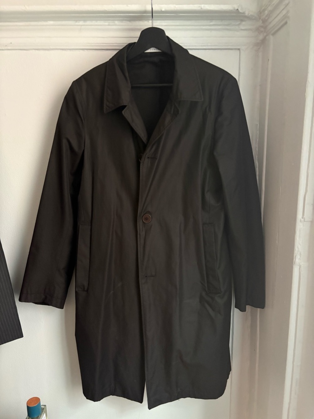 Men's Black Single-Breasted Trench Coat